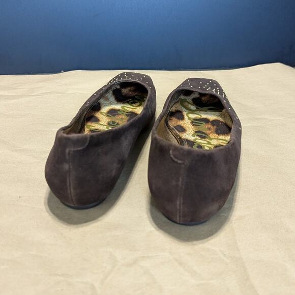 Sam Edelman Jax Brown Suede Ballet Flats Gold Studded Shoes Square Toe Womens 9 - Picture 3 of 7